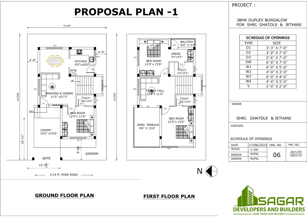 Duplex Floor Plan - Sagar Developers